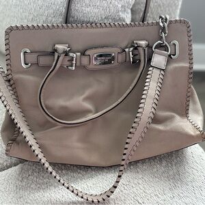 Michael Kors Taupe Leather Shoulder Bag (Hamilton style) **smoke free home